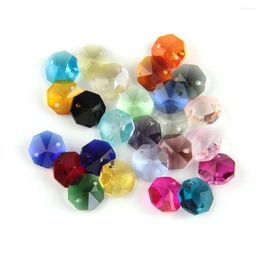 Chandelier Crystal 14mm 10pcs Colours Octagonal Beads With Two Holes Curtain Decoration K9 Pendant For Chandeliers DIY Wedding Accessories