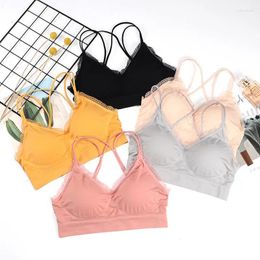 Bustiers & Corsets Women Bra Sexy Lace Bralette Floral Wireless Female Underwear A B Cup Lingerie Soft Solid Color Ultra-thin Brassiere