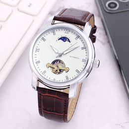 Longin Wrist Watches for 2023 Mens Watches 42mm tourbillon Three needles Automatic mechanical Wastch High quality Top Luxury Brand Fashion Moon Phase Leather Strap