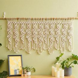 Tapestries Macrame Leaf Tapestry Curtain Windown Haing Boho Style Room Decoration Home Background