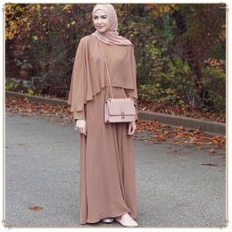 Ethnic Clothing Muslim Dresses Chiffon Elegant Cloak Big Swing Robe Abaya Hijab Dress Eid Women Sets