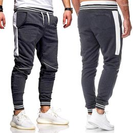 Men's Pants Men's Men Sweatpants Solid Color Patchwork Stripe Elastic Waist Drawstring Joggers Spring Autumn Loose Fit Ankle Tied