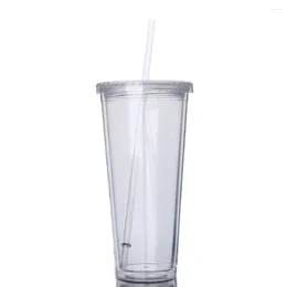 Tumblers Double-Layer Plastic Anti-Scalding Hand Straw Cup Premium Grade Acrylic Double Walled Dishwasher Safe Versatile