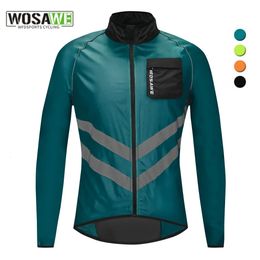 Cycling Jackets WOSAWE Men's Windproof Cycling Jackets Reflective Waterproof Rainproof Downhill MTB Bike Jacket Bicycle Riding Windbreaker M-3XL 231021