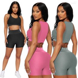 Women's Tracksuits Women's Strecthy Tracksuit Set Women Crop Tank Top And Short Pants Sportswear 2 Piece Workout Outfit Activewear