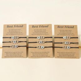 Charm Bracelets Good Friends Card Bracelet Versatile Stainless Steel Sun Moon Star Circle Weaving