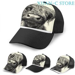 Ball Caps Highland Cow Basketball Cap(3) Men Women Fashion All Over Print Black Unisex Adult Hat