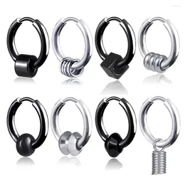 Hoop Earrings 1Pair Stainless Steel For Men Women Small Circle Metal Ball Anti-allergic Ear Buckle Rock Hip Hop Jewelry 10 Style