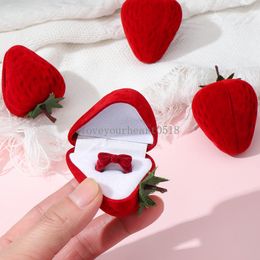 New Strawberry Velvet Red Heart Shaped Jewellery Box Ring Case Earrings Display Case Holder Gift Box Jewellery Organiser Engagement