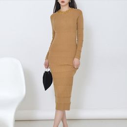 1018 2023 Runway Dress Autumn Dress Brand Same Style Empire Crew Neck Long Sleeve Basic & Casual Dresses White Black Womens Dress Fashion YL