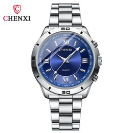 Fashion Chenxi Top Brand Men Women Full Stainless Steel Sier Quartz High Cost-effectiveness Simple Business Couple Wrist Watch