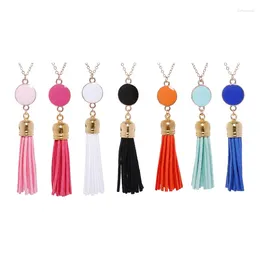 Pendant Necklaces Alloy Blank Disc Long Chain Tassel Necklace For Women Custom Jewellery