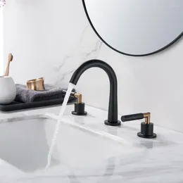 Bathroom Sink Faucets Household 304 Three Hole Washbasin Faucet Dual Purpose Cold And Double Handle