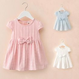 Girl Dresses Kids Girls Summer Dress Puff Short Sleeve Knee-length Toddler Baby Cotton 3 To 8 Years Tutu Party
