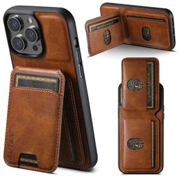 Luxury Magnetic Leather Vogue Phone Case for iPhone 15 Plus 14 13 12 Pro Max XR XS Business Retro Full Protective Soft Bumper Multiple Card Slots Wallet Bracket Shell