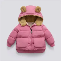 Down Coat Baby Winter Clothes Toddler Kids Boys Girls Fleece Warm Solid Coats Bear Ears With Hooded Padded Jacket Outwear