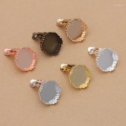 Backs Earrings 30 PCS 15 MM Metal Copper Clip U-shape Holeless Round Tray Settings Jewelry Accessories