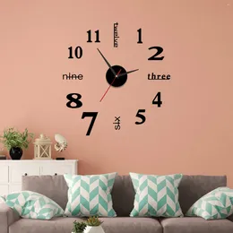 Wall Stickers 3D Sticker Clock 20-50cm Adjustable Mirror Surface Frameless With Silent Movement Modern DIY Decoration U