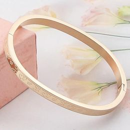 Bangle Fashion Stainless Steel Jewellery Carved Double Love Graphic For Woman Bracelet Party Gift