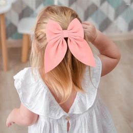 Hair Accessories 6Inch Sweet Solid Bowknot Clips Gilrs Pink Big Bow Hairpins Ribbon Barrettes Duck Bill Clip Baby