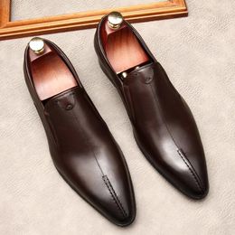 Dress Shoes Italian Mens Business Loafers Luxury Genuine Leather Handmade Brand Designer Comfortable Man Elegant Wedding Social Formal