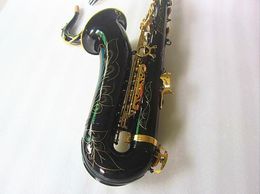 Högkvalitativ svart tenorsaxofon Professionell BB Mässing T-902 Guldnycklar Sax Musikinstrument med fodral