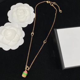 Luxus Designer Mode Anhänger Halskette 18k Gold Monogramm Halsketten Damen Hochzeit Party Weihnachtsgeschenk Schmuck