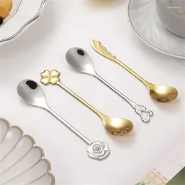 Coffee Scoops Teaspoons Tea Spoons Creative Rose Shape Mini Scoop Stainless Steel Spoon