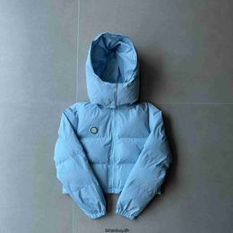 High Street Trendy Trapstar Blue Simple Letter Large Label Cotton Dress Casual Women's Short Jacket Coat Versatile 123