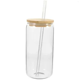 Wine Glasses Bamboo Lid Drink Cup Cups Bulk Clear Tumblers Straw Iced Coffee Mug Glass Drinking Lids Straws Travel