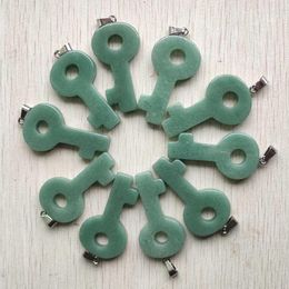 Pendant Necklaces Natural Green Aventurine Good Quality Pink Key Shape Pendants For Jewelry Making 10pcs/lot Wholesale