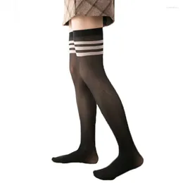 Women Socks Stripe Stockings Girls Korean Japanese Kawaii Lolita Stocking Casual Thigh High Knee Medias Woman Long