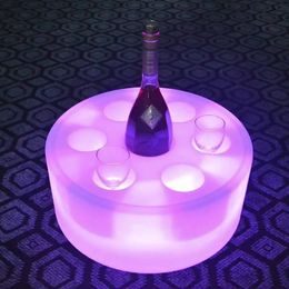 New LED Rechargeable 7 Cups Lighted Serving Tray Glowing Liquor Bottle Display Tray Colourful Changing Cocktai Party Service Tray For Party Lounge