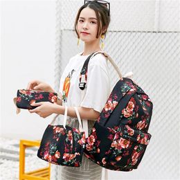 School Bags 3pcs/set Floral For Teenage Girls Ethnic Flower Lightweight Backpack Products Kids Pencil Bag Set