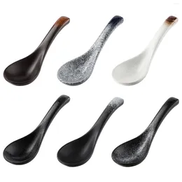 Spoons 6pcs Ceramic Soup Japanese Style Ramen Asian Porcelain For Home Restaurant