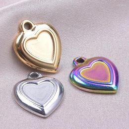 Pendant Necklaces 10pcs/lot Stainless Steel Romantic Heart Jewelry High Quality Charm DIY Making Necklace Craft Supplies Wholesale