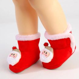 Boots Born Baby Winter Snow Christmas Contrast Colour Ankle Warm Plush Heart Wings Walking Shoes For Toddler 0-18M