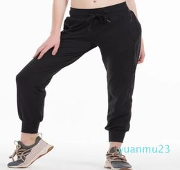 Nakedfeel Fabric Workout Sport Joggers Pants Women Waist Drawstring Fitness Running Sweat pants with Two Side