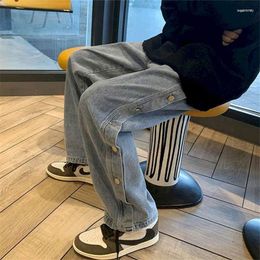 Men's Jeans Men's Men Straight Hong Kong Style Summer Punk Streetwear Wide-leg Pants Korean Trend Ankle-length Vintage Unisex