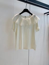 Women's T Shirts Summer Silk Organse Production Collar Splicing Pure Cotton-padded Body Playful Cute Design Age Full