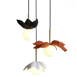 Pendant Lamps Modern Dining Room Glass Chandelier Nordic Personality Lotus Creative Bar Study Bedroom Head Of Bed LED Single Lighting