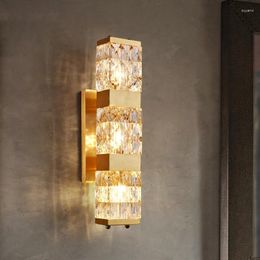 Wall Lamps Luxury Crystal Lamp For Living Room Copper Long Sconce Art Home Decor Indoor Decoration Lighting Villa Hall Led Light