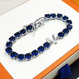 luxury bracelets tennis bracelet designer bracelet women men v letter charm bracelet stainless steel gold plated blue diamond mens designer Jewellery womens gift