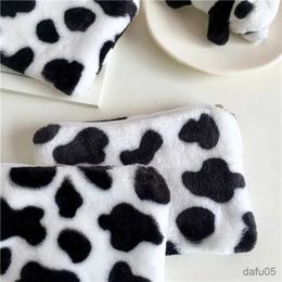 Handbags New Cute Cow Print Plush Coin Purses Mini Coin Wallet Bag Card Credit Pocket Women Girls Coin Purse R231023