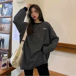 Men's T Shirts Striped Funny Top Women's Autumn 2023 Loose Lazy Long Sleeve T-shirt Harajuku Oversized Streetwear Vintage Unisex Clothing