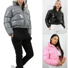 Women's Trench Coats 2023 Women Puffer Jackets Warm Bubble Coat Down Parka Outcoat Zipper Jacket Pink Cute Cropped Abrigos Mujer