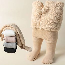 Leggings Tights Super Thicken Warm Winter for Girls Vertical Stripe Cotton Toddler Baby Pure Colour Children 231021