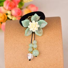 Hair Clips Temperamental Simple Blue Coloured Glaze Flower Leaves Pendant Beads Hairbands Translucent Smooth Head Rope Woman Headwear