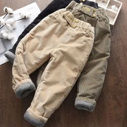 Trousers Winter Kids Solid Fleece Cargo Pants for Boys Thicken Warm Sweatpants 2y Young Child Clothes Autumn Girl Ankle Length Trousers 231023