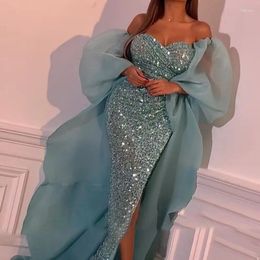 Casual Dresses Elegant Off Shoulder Wrap V-neck Clock Mesh Long Sleeve Sequined Midi Maxi Dress Women Sexy Birthday Party Evening Robe